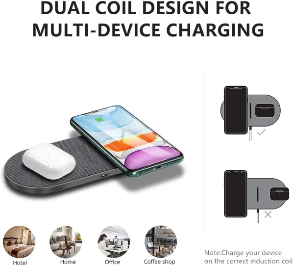 2 in 1 40W Wireless Charging Station for iPhone 16 15 14 13 12 11 XS Airpods 3 Pro 20W Fast Dual Charger Pad For Samsung S23 S24 - Image 3