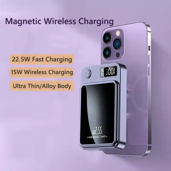 Magnetic Power Bank 20000mAh 22.5W Fast Charging External Battery Pack for Huawei Samsung iPhone PD 20W Wireless Fast Powerbank - Image 2