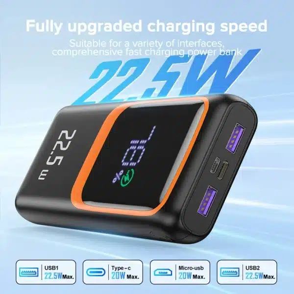 QOOVI 20000mAh Power Bank External Large Battery Capacity PD 22.5W Fast Charging Portable Charger For Samsung iPhone Xiaomi - Image 5