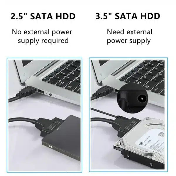 SATA to USB 3.0 Adapter Cable for 3.5/2.5 Inch SSD HDD SATA III Hard Drive Disk Converter Support UASP with 12V Power Adapter - Image 5