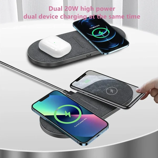 2 in 1 40W Wireless Charging Station for iPhone 16 15 14 13 12 11 XS Airpods 3 Pro 20W Fast Dual Charger Pad For Samsung S23 S24 - Image 2