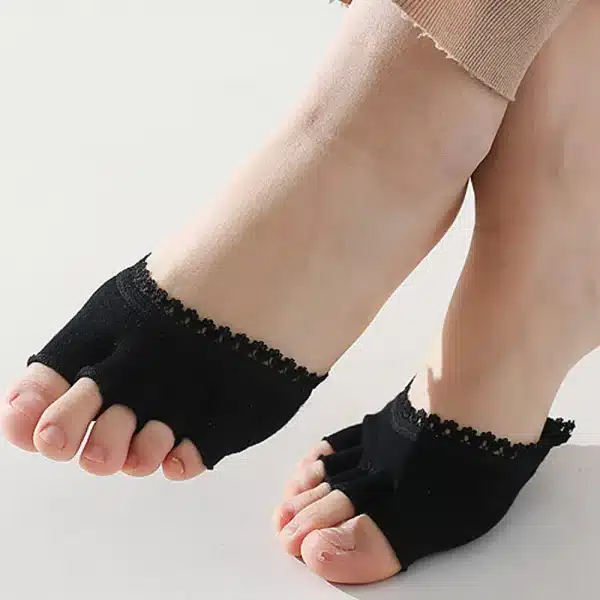 1 Pair Half Palm Breathable Non-Slip Sweat Absorbing Toe Separator Elasticity Five Finger Socks Pads Bunion Foot Care Insoles - Image 6