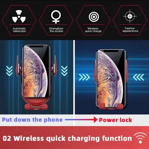 Fashion Qi Fast Wireless Charger Car Phone Holder Smart Infrared Sensor Air Vent Mount Automatic Clamping Mobile Phone Stand S11 - Image 3