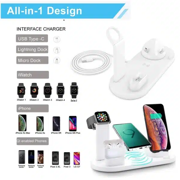 30W 7 in 1 Wireless Charger Stand Pad For iPhone 15-11 Pro Max Apple Watch Airpods Pro iWatch 8 7 Fast Charging Dock Station - Image 3