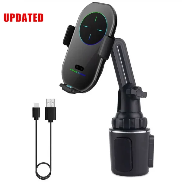 Universal Car Qi 15W Wireless Charger Cup Mobile Phone Holder Mount Automatic Infrared Smart Sensor Clamping Mount Universal Car - Image 2