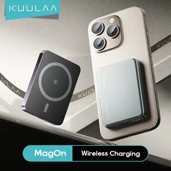 KUULAA Mini Magnetic Wireless Power Bank External Battery for iPhone 15, 14, 13, 12 Pro Max Magsafe Powerbank 5000mAh - Image 2