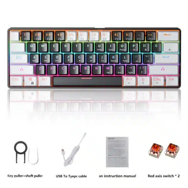 MUCAI MK61 USB Gaming Mechanical Keyboard Red Switch RGB Backlit Hot Swappable 61 Keys Wired Detachable Cable - Image 6