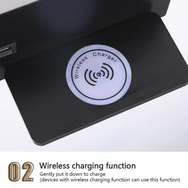 Multifunctional Wall Lamp with Switch USB Interface Bedroom Night Light Mobile Phone Wireless Charger LED Reading Wall Lamp - Image 5