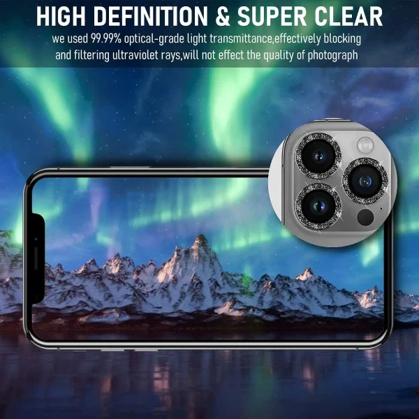 Camera Lens Protector For iPhone 11 12 13 14 15 Pro Max Mini 9H Tempered Glass Screen Protector Cover Film 14/15 Plus Metal Ring - Image 3