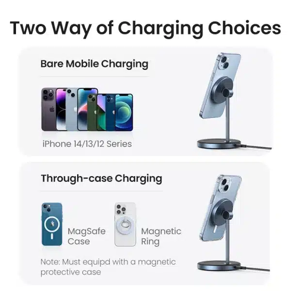 UGREEN Magnetic Wireless Charger Stand 20W Max 2-in-1 Charging Stand For iPhone 15 16 Pro Max/iPhone 14/AirPods Fast Charger - Image 4