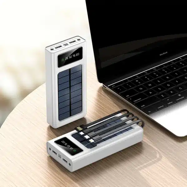 30000mAh Solar Power Bank Portable Charger Powerbank for iPhone Samsung Xiaomi Huawei Charging Station with Cable Spare Battery - Image 3