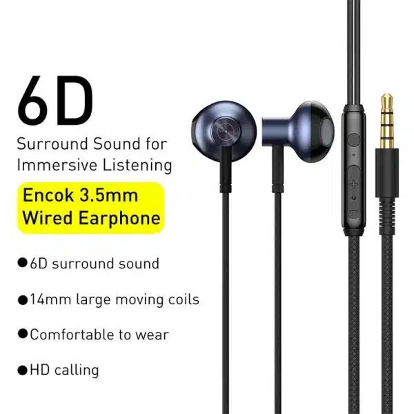 Baseus H19 Earphone Stereo Headset In-Ear Earbuds 3.5mm Jack Wire Earphone With Mic for iPhone 6s Xiaomi Samsung fone de ouvido - Image 2