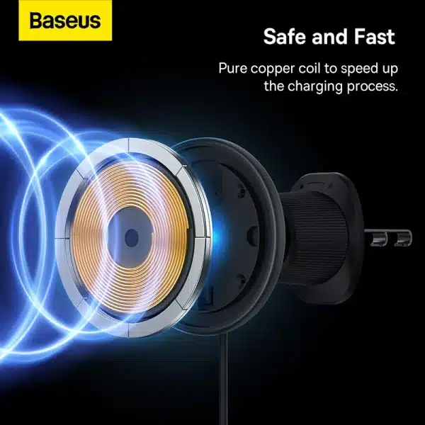 Baseus Car Phone Holder Wireless Charger Pad for iPhone 14 13 12 Pro Max Samsung 15W LED Fast Charge Magnetic Wireless Charger - Image 3