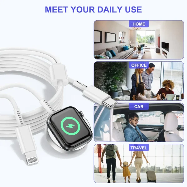 2 in 1 USB Type C to Lightning 20W Fast Charger Cable for Apple iPhone 14 13 11 Magnetic Wireless Charging for Apple Watch 6 5 4 - Image 5