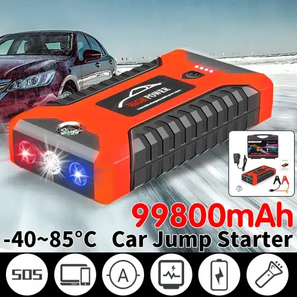 12V Portable 300A Car Battery Jump Starter Booster Pack Power Bank with LED Flashlight multifunction jump starter 20000mAh - Image 2