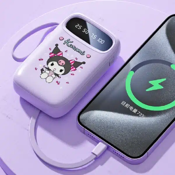 New Sanrio Power Bank 10000mah Fast Charging Large Capacity Built-In Cable Ultra-Thin Portable Can Illuminable Power Bank Gift - Image 4