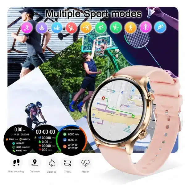 2024 GPS Track Smart Watch Women AMOLED HD Screen Heart Rate Blood pressure BT Call IP68 Waterproof Smartwatch For Huawei Xiaomi - Image 5