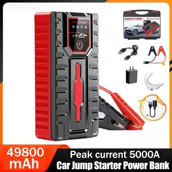 49800mAh Car Jump Starter Power Bank With Air Compressor Portable Booster Jumper Box Battery Charger Car Electronic Accessories