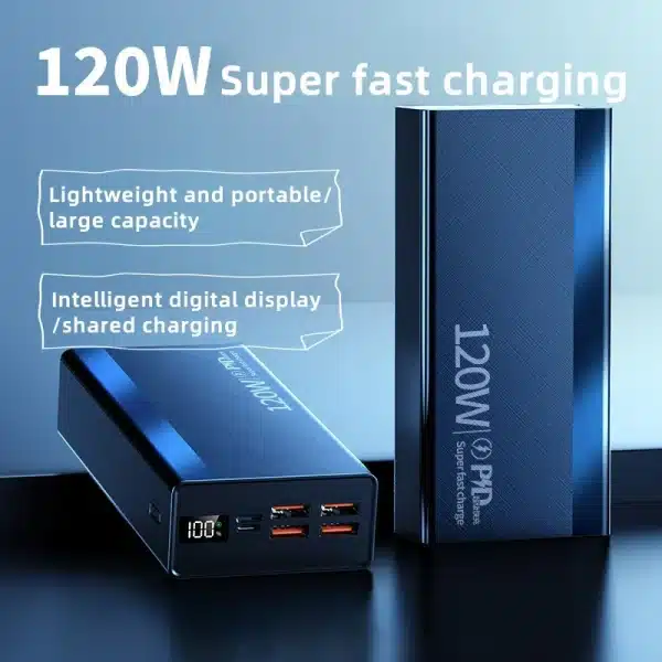 120W Power Bank For Xiaomi 200000mah Super Fast PowerBank Charging Portable Digital Display External Battery For Samsung Iphone - Image 2