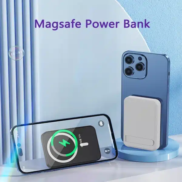 10000mAh Magsafe Power Bank Magnetic Wireless Powerbank With Stand for iPhone 16 15 14 Xiaomi Samsung Portable Induction Charger - Image 2