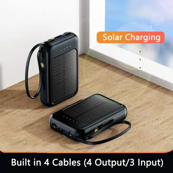 Xiaomi 50000mAh Solar Power Bank Built Cables Solar Charger 2 USB Ports External Charger Powerbank with LED Light - Image 2