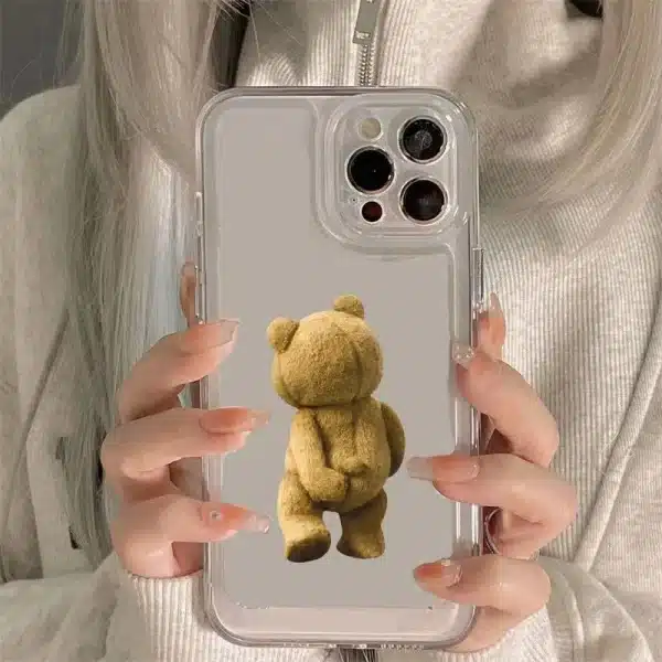 Teddy Bear Couple Cartoon Phone Case For iPhone 15 14 13 12 11 Pro Max XS XR X 7 8 Plus Soft Clear Shockproof Bumper Back Cover - Image 2