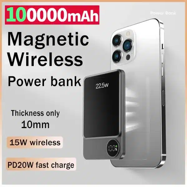 Wireless Power Bank Magnetic 100000mAh Portable Powerbank Type C Fast Charger For iPhone Xiaomi Samsung All Magsafe Series Phone - Image 5