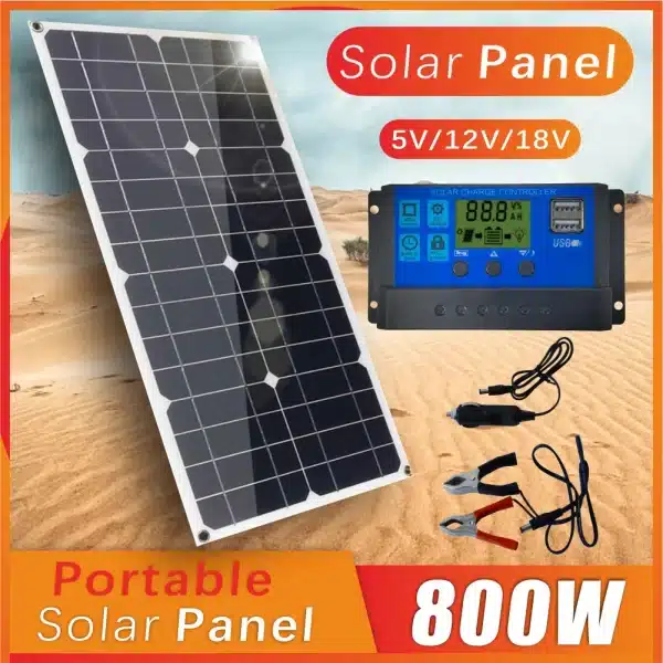 800W Portable Solar Panel Power Bank 12V Solar Panel Kit Controller Solar Plate For Home/Camping/RV/Car Fast Battery Charger