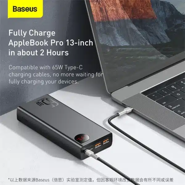 Baseus PD 65W Power Bank Fast Charging External Battery Portable Charger 20000mAh PowerBank For iPhone Xiaomi MacBook - Image 2