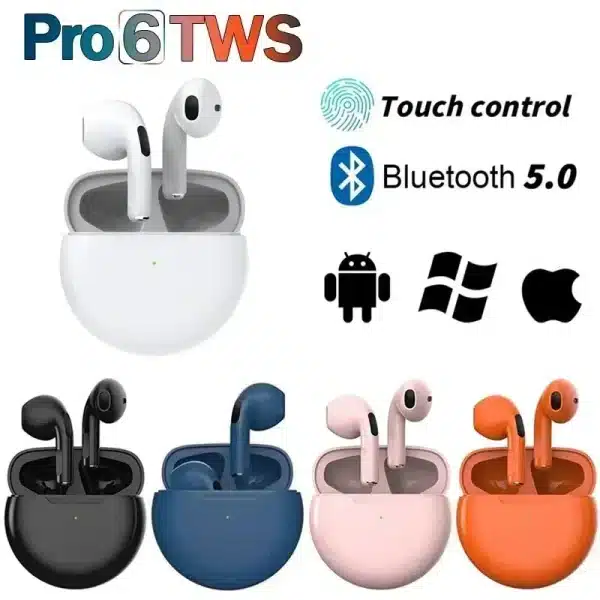 Pro 6 TWS Bluetooth Earphones Wireless Bluetooth Headset Noise Cancelling Earbuds with Mic Pro6 Wireless Headphones for IPhone - Image 2