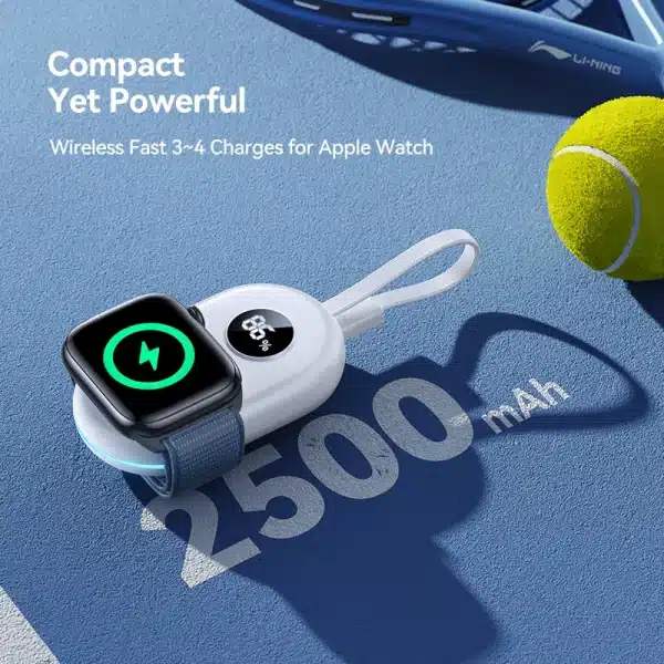 Joyroom Portable 2500mAh Charger for Apple Watch Series 9/8/7/6/5/4/3/2/1 Wireless Travel iwatch Charger USB C Smart Power Bank - Image 2