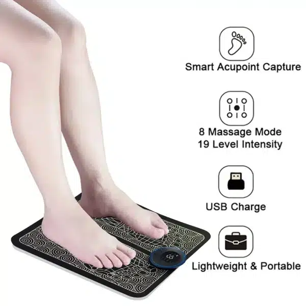 Electric Foot Massage Pad USB Rechargeable Relaxing Foot Acupoint Massage Improves Blood Circulation 8 Modes Level Relaxation