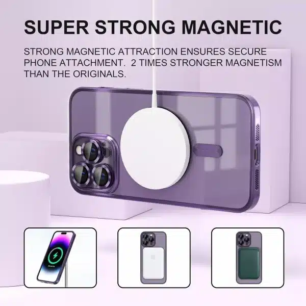 Luxury Plating Magnetic Case For iPhone 16 15 14 Plus 13 12 11 Pro Max For Magsafe Wireless Charger Cover Lens Protection Case - Image 5