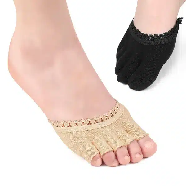 1 Pair Half Palm Breathable Non-Slip Sweat Absorbing Toe Separator Elasticity Five Finger Socks Pads Bunion Foot Care Insoles - Image 2