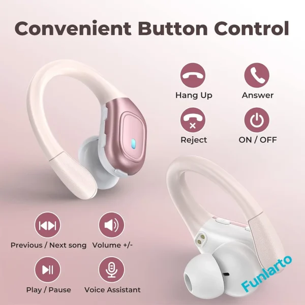 Funlarto Wireless Headphones Sport Bluetooth Earphones IPX7 Waterproof Earbuds 75 Hrs Battery with Mic LED Power Display for Gym - Image 2