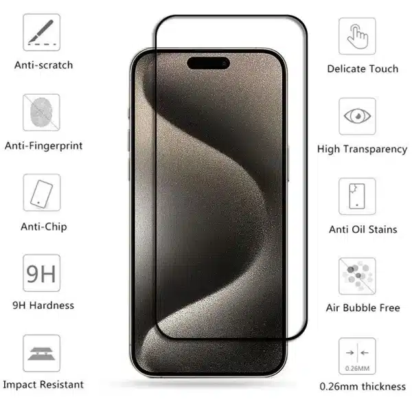 4Pcs Glass For iPhone 15 Pro Max Tempered Glass iPhone 15 Pro Max Screen Protector HD Phone Film iPhone 15 Pro Max - Image 2