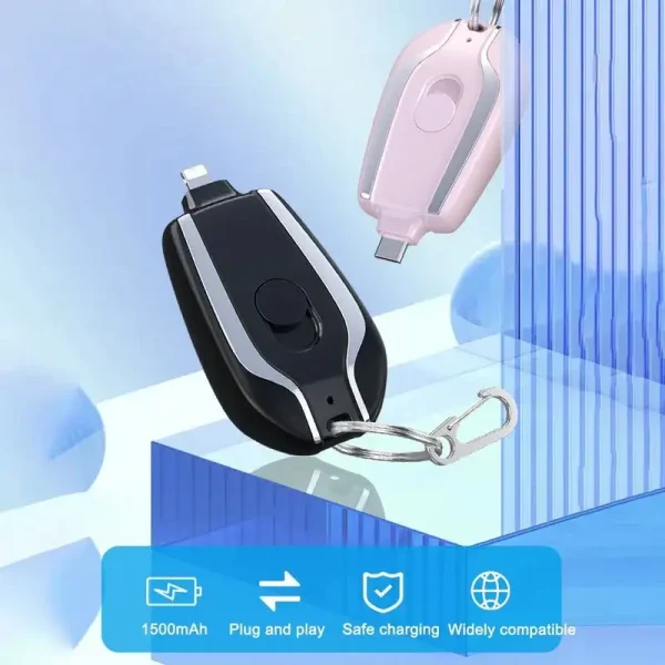 Portable Charger Mini Type-C/IOS Keychain Power Bank Emergency Mobile Battery 1500mAh For Xiaomi HUAWEI Samsung IPhone