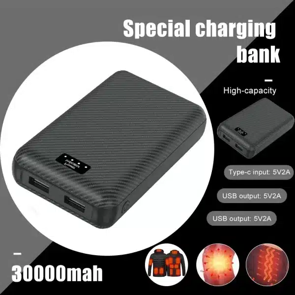 3A/30000mAh Power Bank 7.4V Portable Charger External Battery for Heating Vest Jacket Scarf Gloves Electric Heating Equipment - Image 3