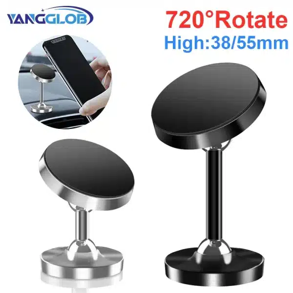 YANGGLOB 720 ° Rotation Dual Axis Alloy magnetic car bracket Double ball magnetic phone holder for Any model phone - Image 3