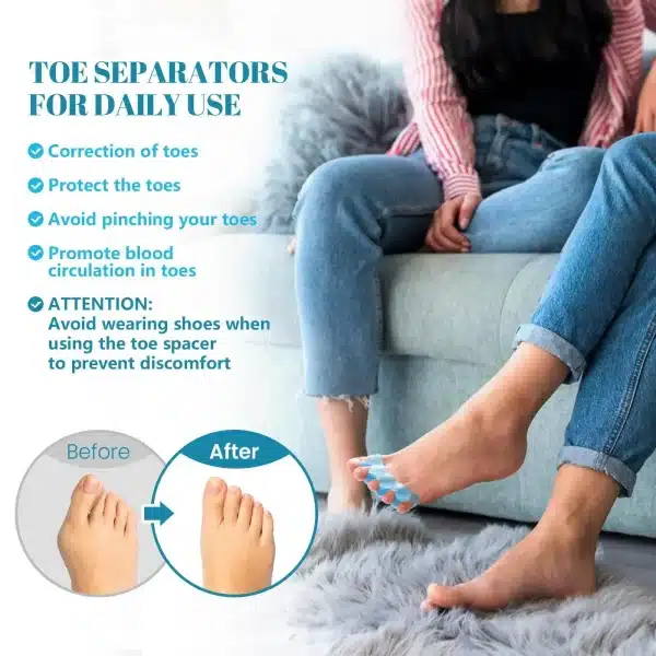 Toe Separators Doctor Recommended Correct Foot and Bunion Pain,Plantar Fasciitis Toe Straightener to Improve Functional Mobility - Image 6