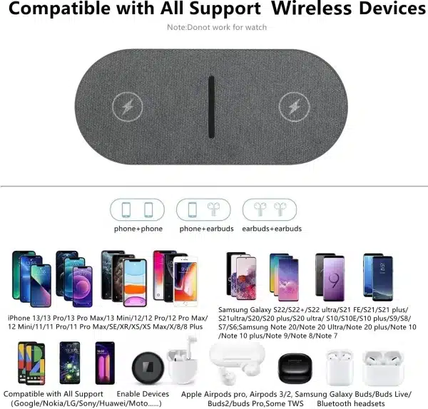 2 in 1 40W Wireless Charging Station for iPhone 16 15 14 13 12 11 XS Airpods 3 Pro 20W Fast Dual Charger Pad For Samsung S23 S24 - Image 4