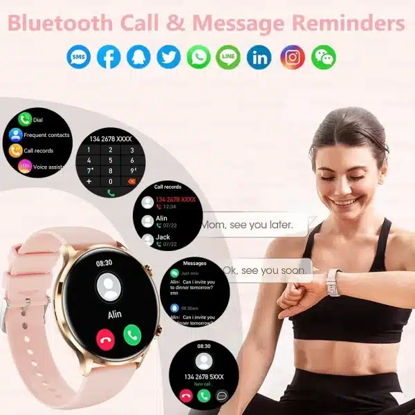 2024 GPS Track Smart Watch Women AMOLED HD Screen Heart Rate Blood pressure BT Call IP68 Waterproof Smartwatch For Huawei Xiaomi - Image 3