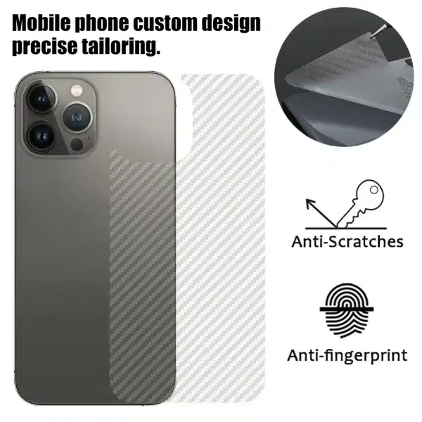 10Pcs Back Screen Carbon Fiber Sticker for iPhone 16 Pro Max Plus Protective Film Anti-fingerprint Back Screen Protector Films - Image 5