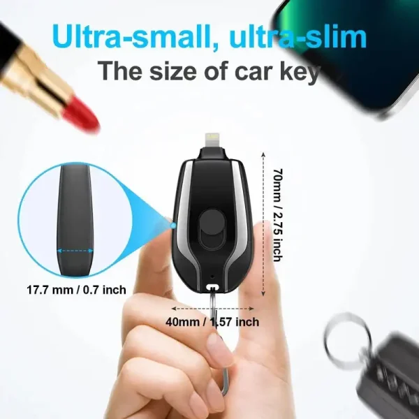 Portable Charger Mini Type-C/IOS Keychain Power Bank Emergency Mobile Battery 1500mAh For Xiaomi HUAWEI Samsung IPhone - Image 6