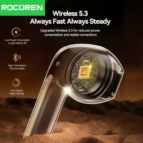 Rocoren Mini Wireless Bluetooth Earphone R01 TWS Bluetooth5.3 Headset In-Ear Touch Control Sports Headphones Earbuds For Gaming - Image 6