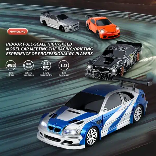 ZWN 1/43 2.4G Mini RC Car 4WD Radio Remote Control Drift Cars Professional GTR Model High Speed Racing Toys for Children Gifts - Image 2