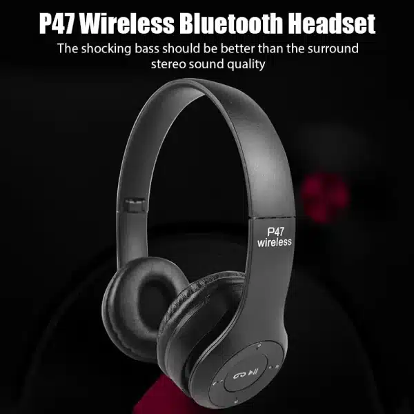 P47 Wireless bluetooth headphone With Microphone Foldable Cancelling Headsets Stereo Sound Earphones For Smartphones TV Game - Image 2