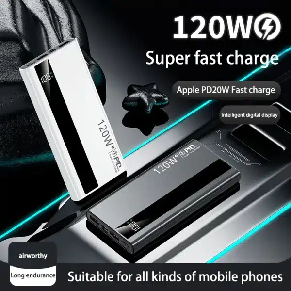 200000mAh 120W Power Bank Fast Charging High Capacity Digital Display Portable Power Bank For iPhone Xiaomi Samsung 2025 New - Image 3