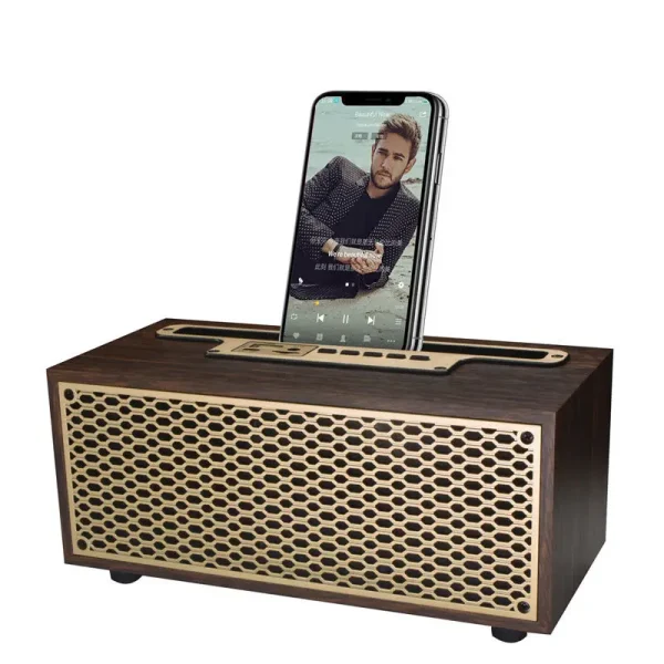 FM/AM Vintage Wood Grain Bluetooth Speaker TWS Wireless Subwoofer Portable Radio Gift Stereo Mobile Phone Stand Speaker - Image 6