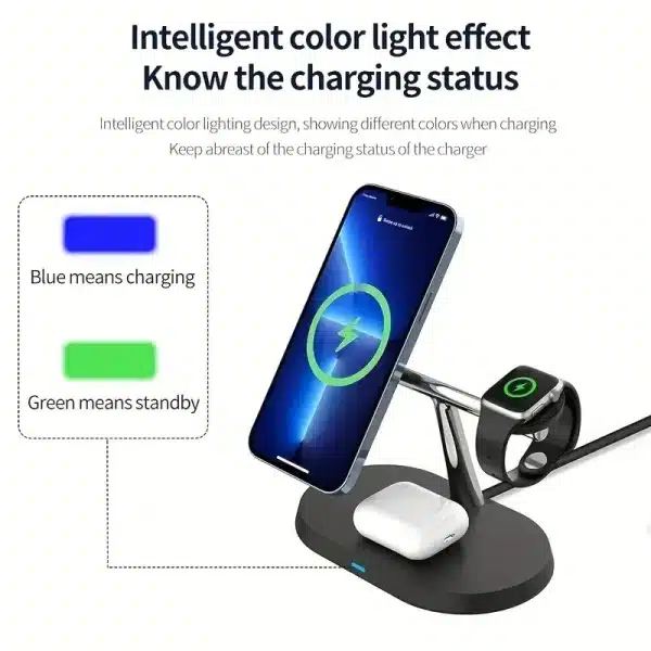 3 in 1 30W Magnetic Wireless Charger Stand Macsafe For iPhone 15 14 13 12 Apple Watch 8 7 6 Airpods Pro Fast Charging Station - Image 6